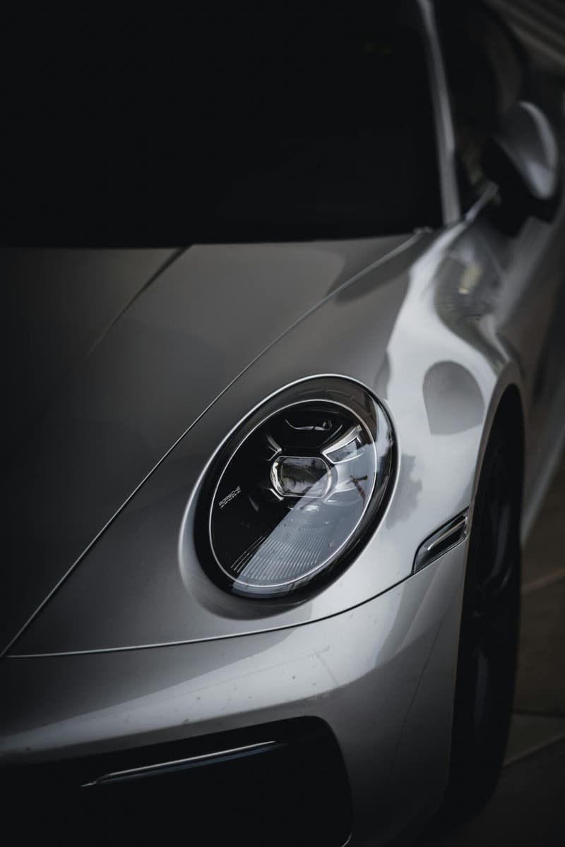 Close-up of a sports car headlight