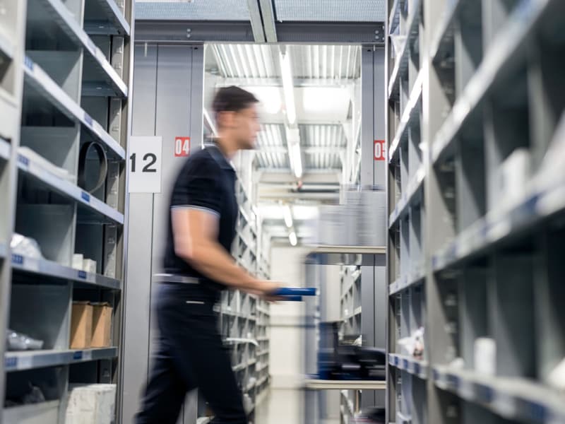 OEM parts on shelving