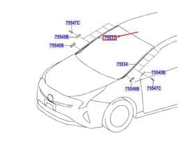 7553547020 Toyota Windshield Outer Moulding (Right)