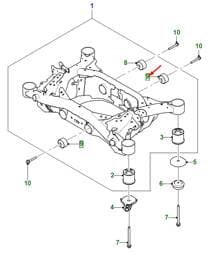 T4K6281 Jaguar Rear Frame Carrier Insulator