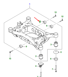 T4K6282 Jaguar Rear Frame Carrier Insulator