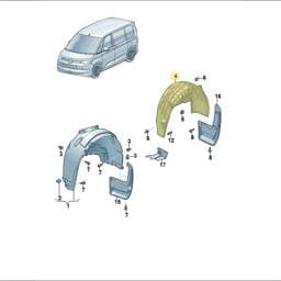 7T0810908B9B9 Volkswagen Wheel Housing Liner (Satin Black 9B9)