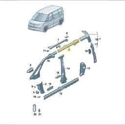7T0817344A Volkswagen Roof Frame Reinforcement