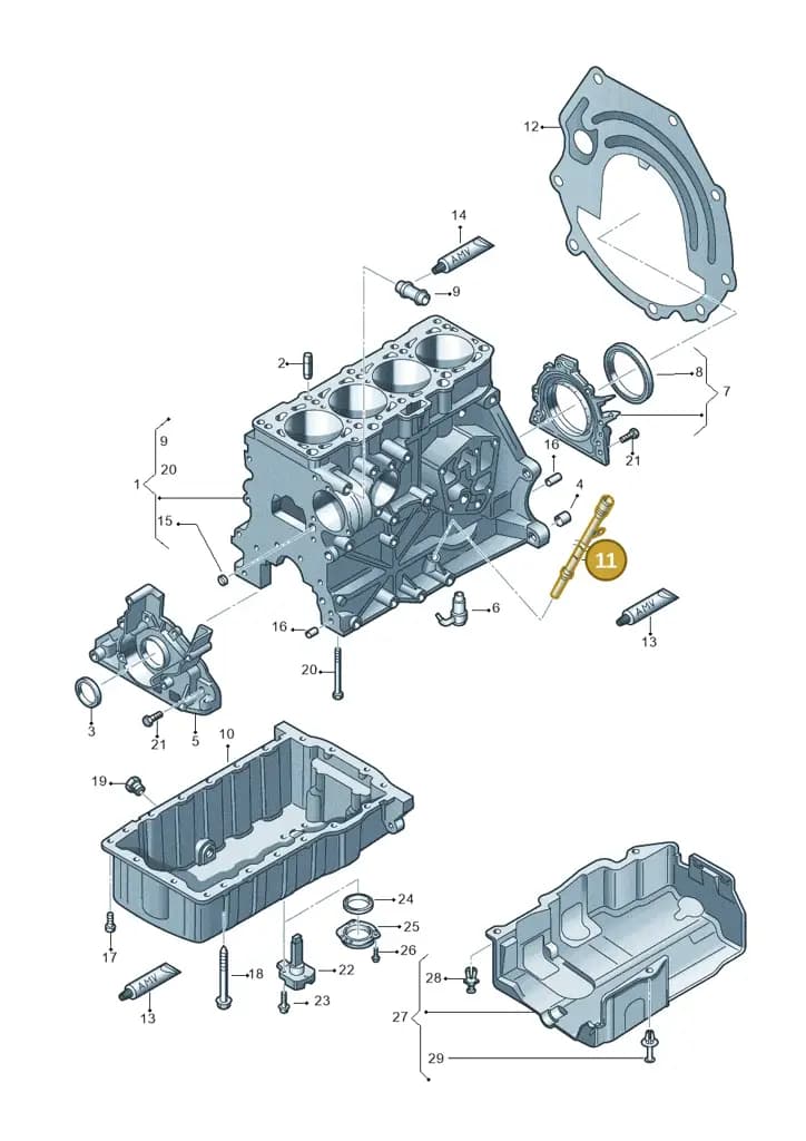 03L103634E — Audi A4 Av. Allroad (2008-2016) diagram 636103500, position 11