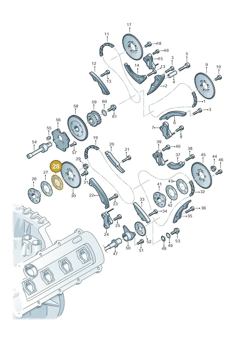 05A127419A — Audi Q7 qu. 3.0 TDI (2009-2015) diagram 493109350, position 28