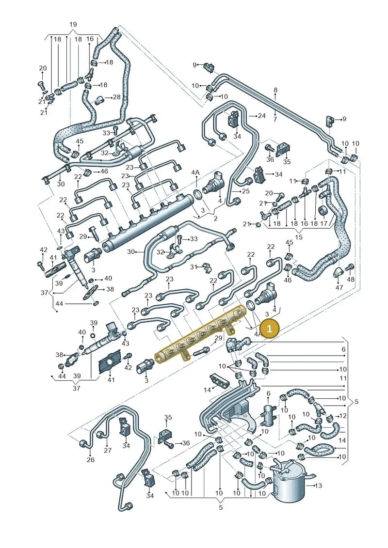 05A130089A — Audi Q7 qu. 3.0 TDI (2009-2015) diagram 493130950, position 1