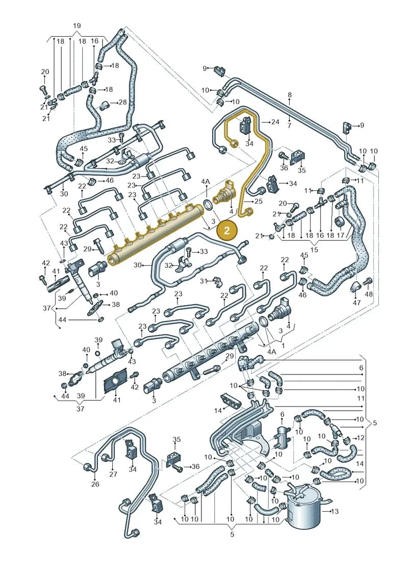 05A130090A — Audi Q7 qu. 3.0 TDI (2009-2015) diagram 493130950, position 2