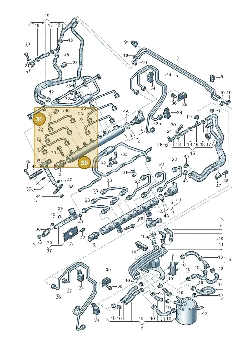 05A130218 — Audi Q7 qu. 3.0 TDI (2009-2015) diagram 493130950, position 30