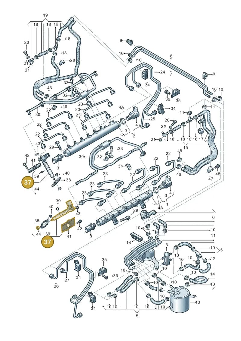 05A130277 — Audi Q7 qu. 3.0 TDI (2009-2015) diagram 493130950, position 37