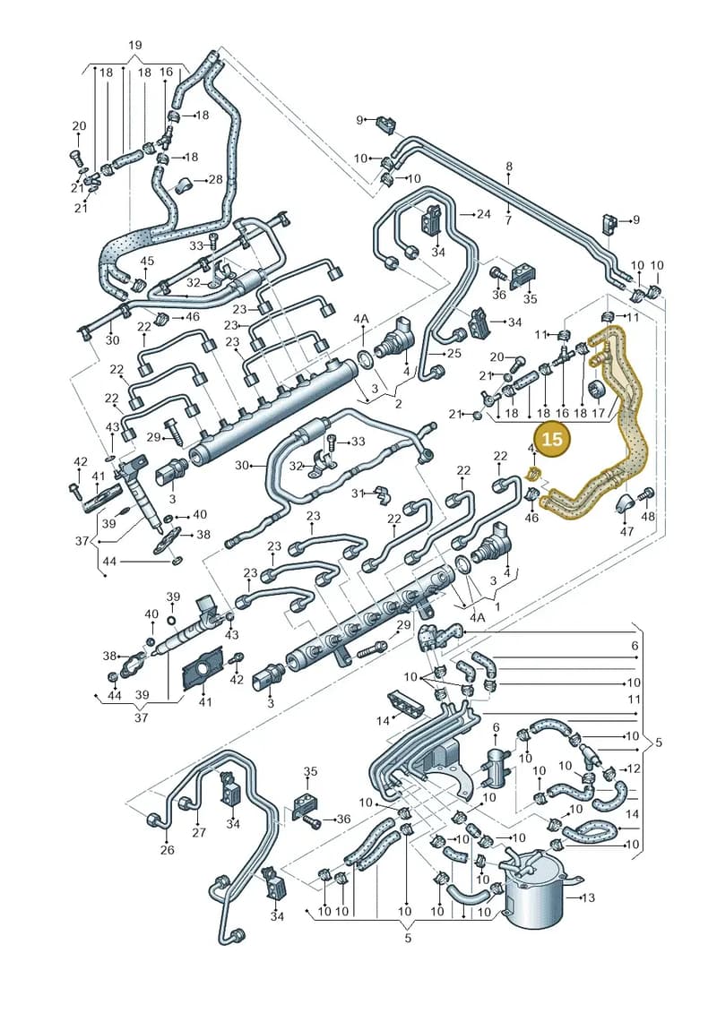 05A130300M — Audi Q7 qu. 3.0 TDI (2009-2015) diagram 493130950, position 15