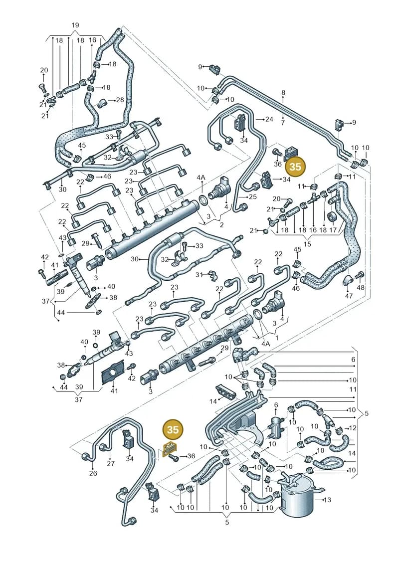 05A130401A — Audi Q7 qu. 3.0 TDI (2009-2015) diagram 493130950, position 35