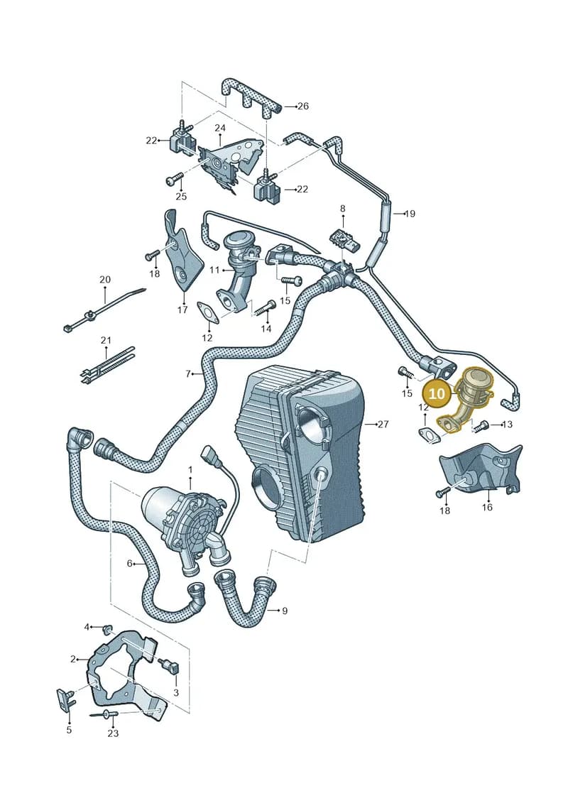 06E131101D — Audi A8L qu. 3.0 TDI (2009-2014) diagram 693131000, position 10