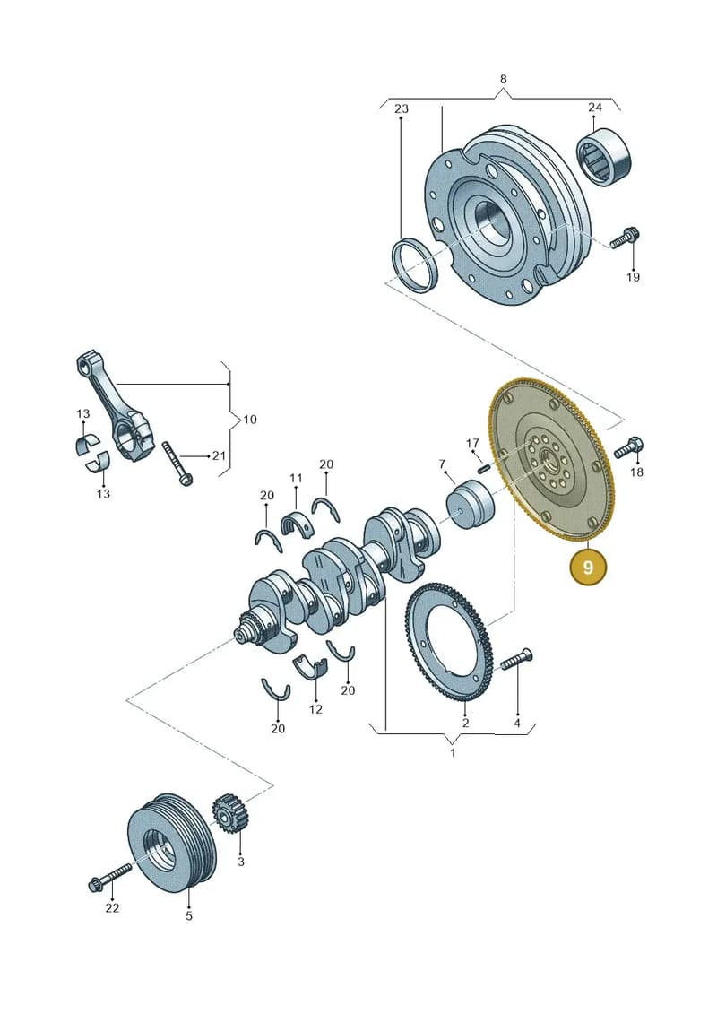 06H105323P — Audi A5 Sportback (2011-2017) diagram 647105050, position 9