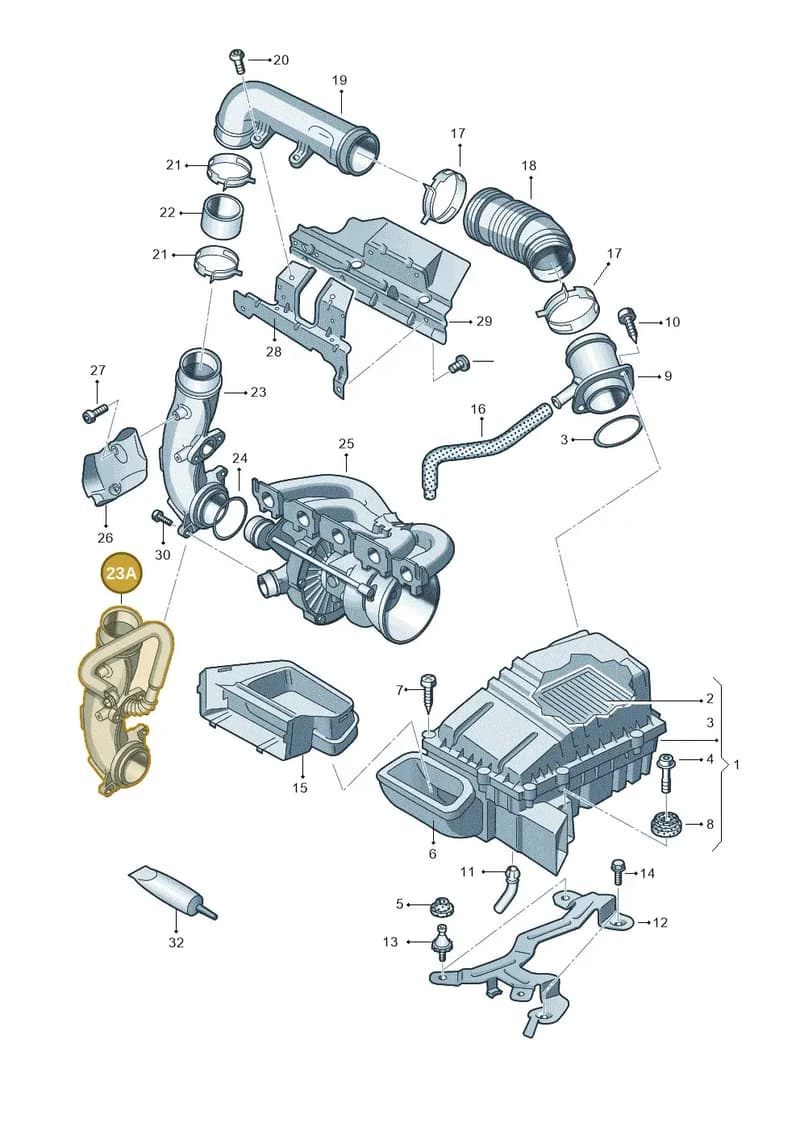 07K133347 — Audi RS3 Sportback (2011-2012) diagram 676133300, position 23A
