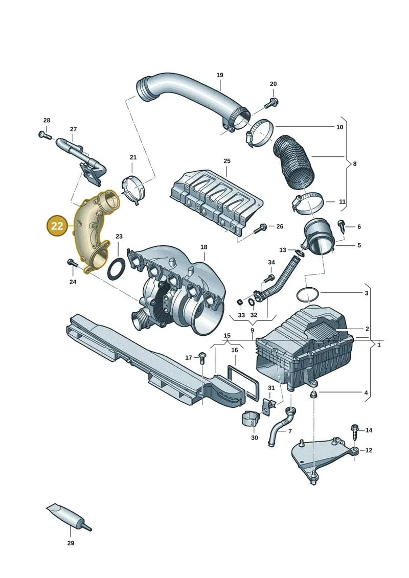 07K133359L — Audi RS Q3 Sportback (2019-2024) diagram f3z133030, position 22