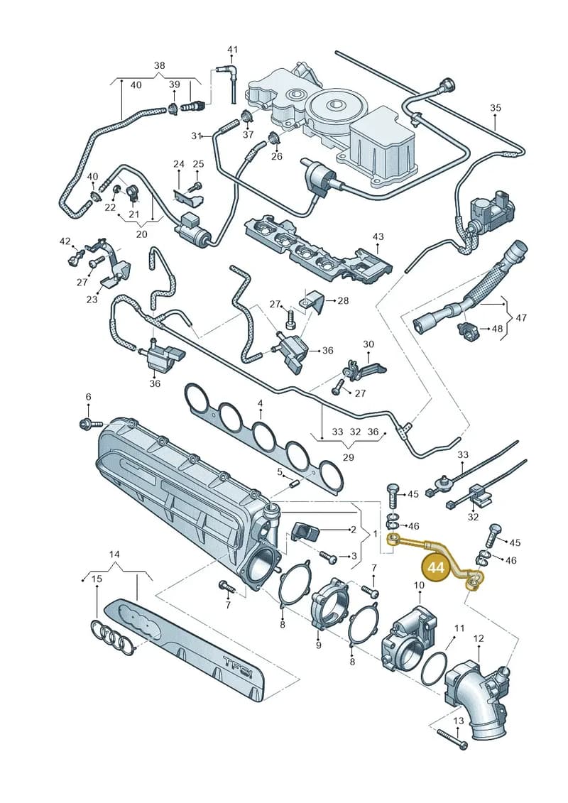 07K145825B — Audi A3 Sportback (2019-2025) diagram 596133632, position 44