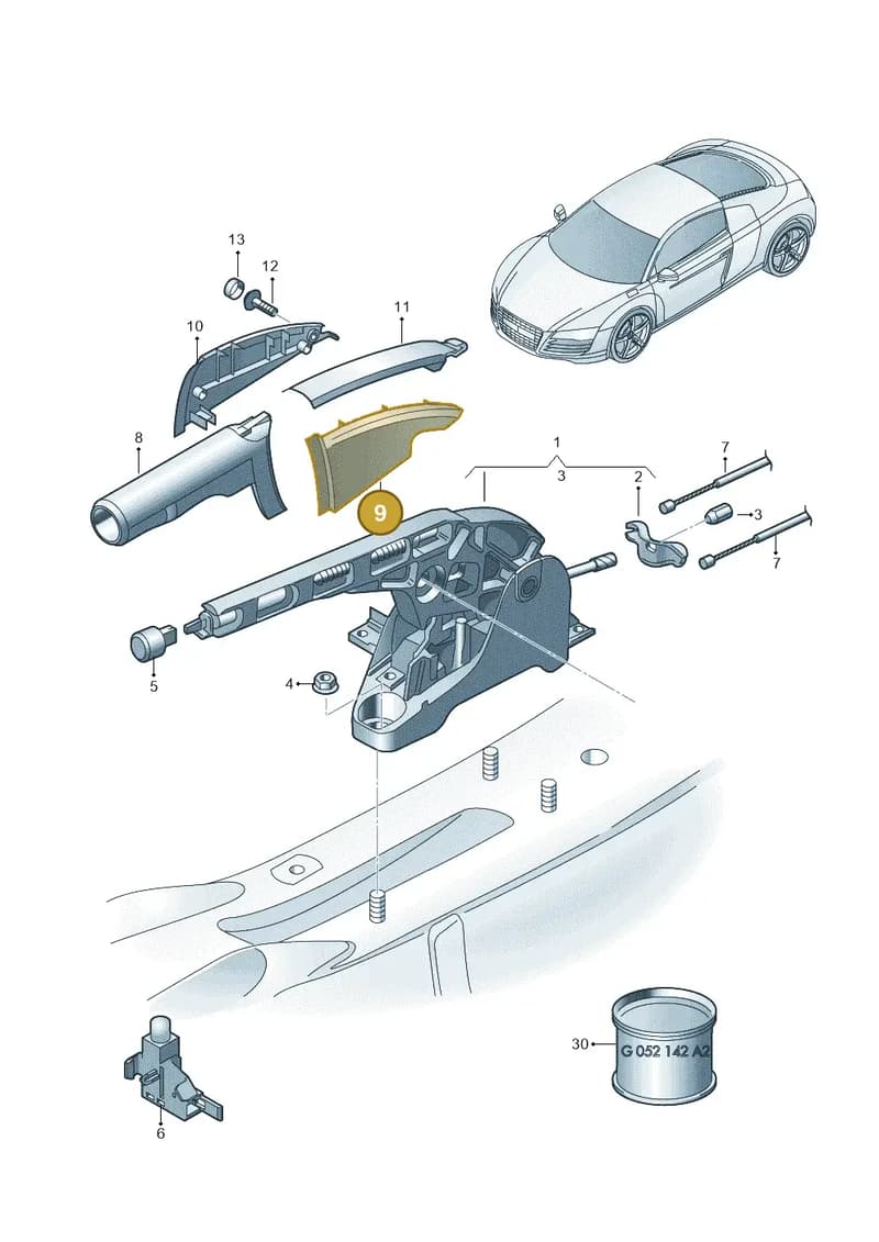 420711463A6PS — Audi R8 qu. 5.2 (2012-2015) diagram 618711500, position 9