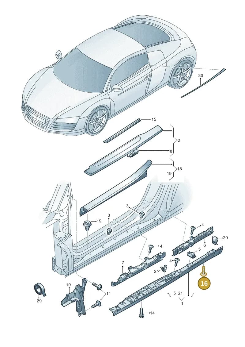 420807739 — Audi R8 qu. 5.2 (2012-2015) diagram 618853300, position 16