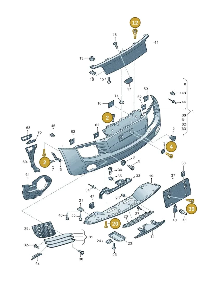 420807739 — Audi R8 qu. 5.2 (2012-2015) diagram 752807600, position 2+4+12+20+39