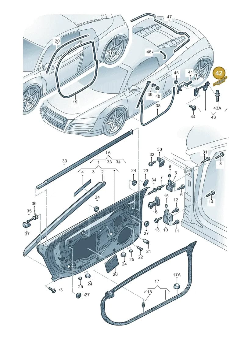 427831687A — Audi R8 qu. 5.2 (2012-2015) diagram 618831100, position 42