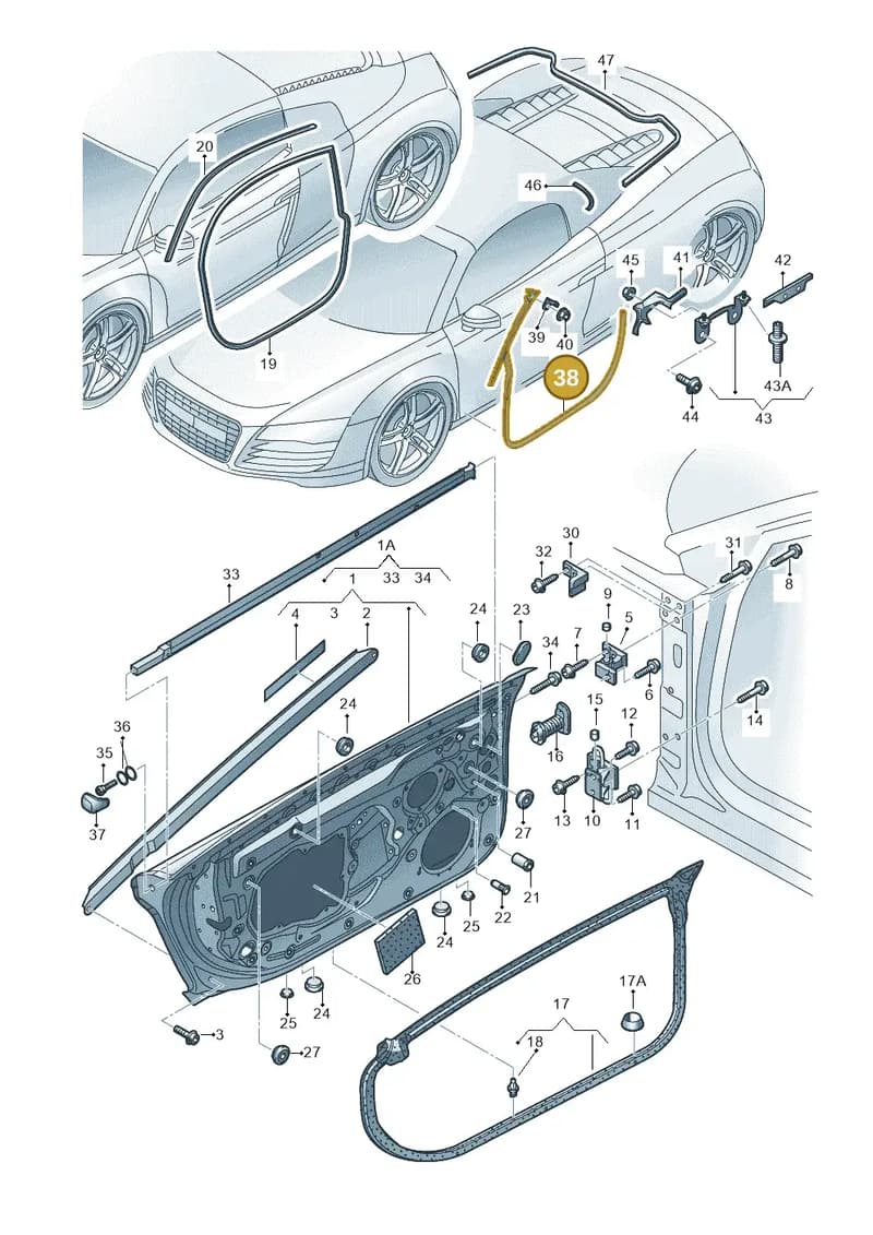 427831708A — Audi R8 qu. 5.2 (2012-2015) diagram 618831100, position 38
