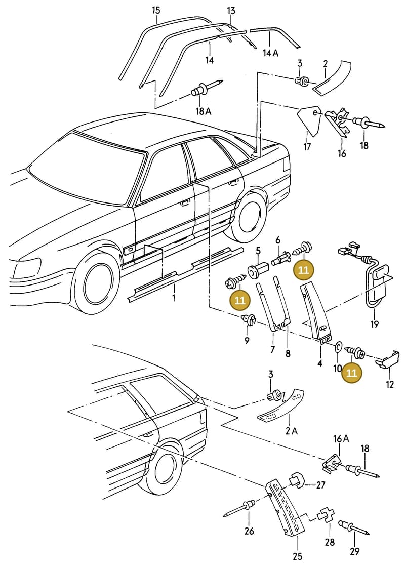 4A0853127D — Audi S6 plus qu.       97 (1996-1997) diagram 119853200, position 11