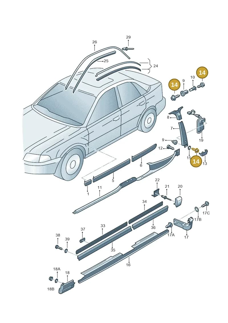 4A0853127D — Audi A4/Avant (1999-2001) diagram 156853100, position 14