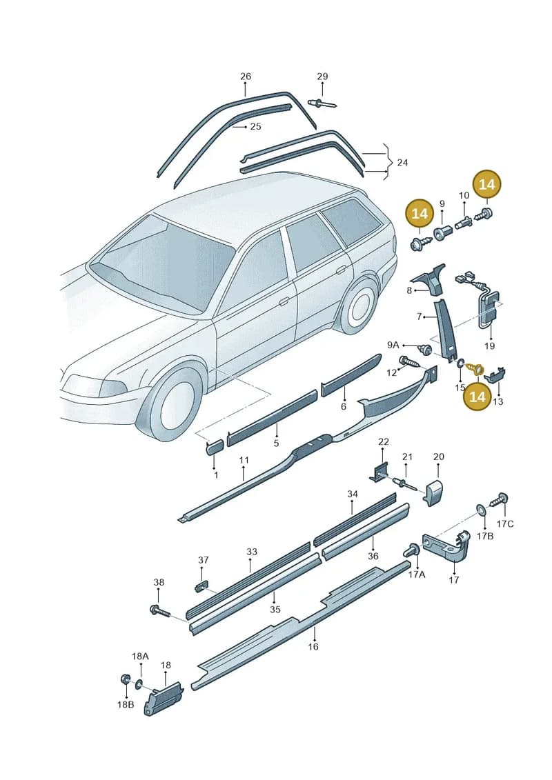 4A0853127D — Audi RS4 AV. QU. (2000-2001) diagram 233853100, position 14