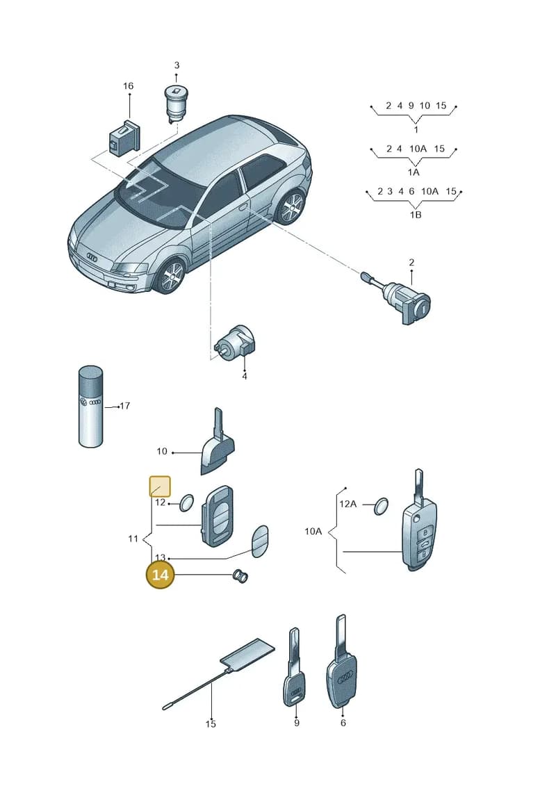 4D0905835 — Audi A3/S3/quattro (2005-2007) diagram 412837100, position 14