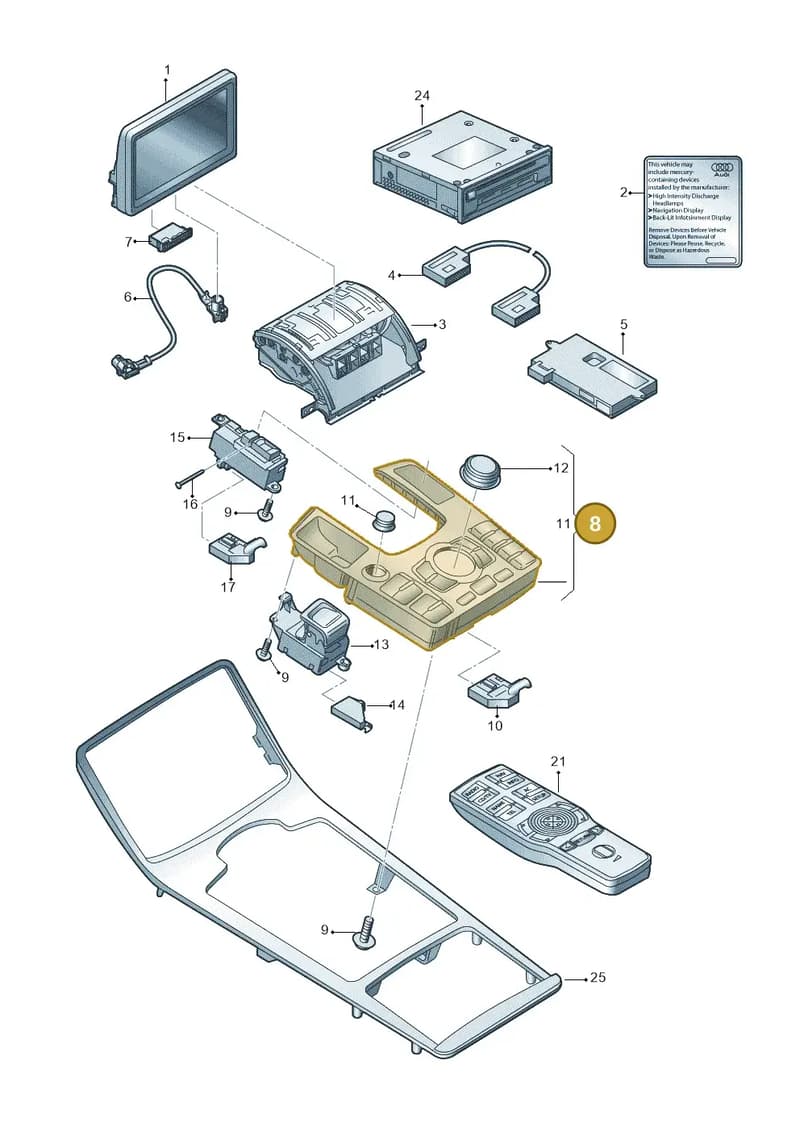 4E1919612N — Audi A8/S8/qu. lang    08> (2007-) diagram 635919000, position 8