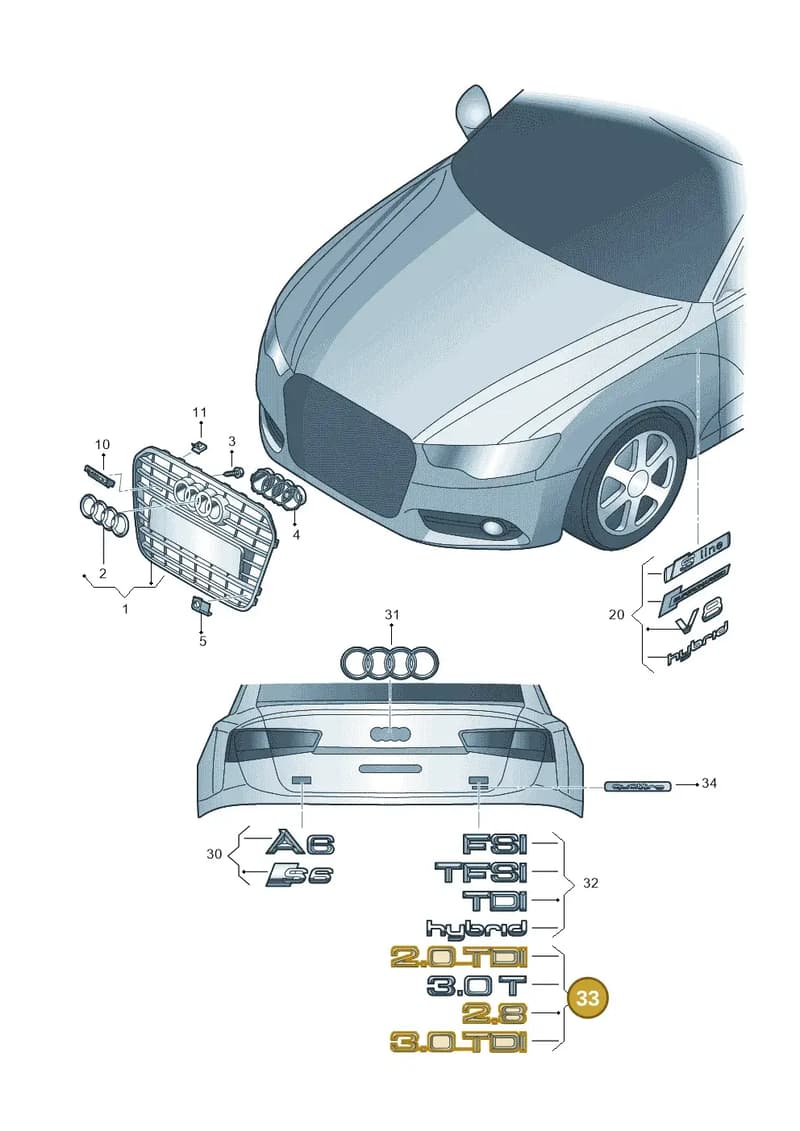 4F0853743P2ZZ — Audi A6 2.0 tdi (2010-2015) diagram 717853300, position 33