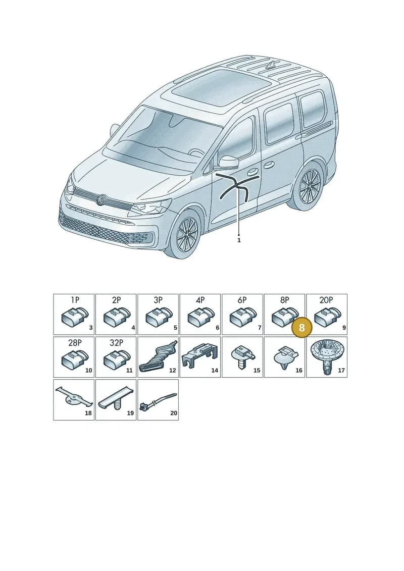 4F2721663 — Volkswagen Caddy Maxi (2020-2025) diagram 2ka972033, position 8