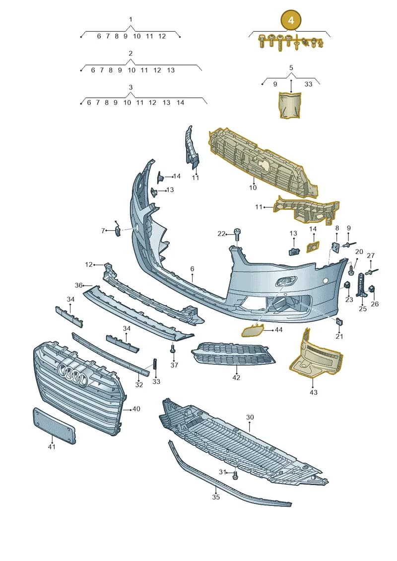4G0098623A — Audi A6 (2014-2018) diagram 798807200, position 4