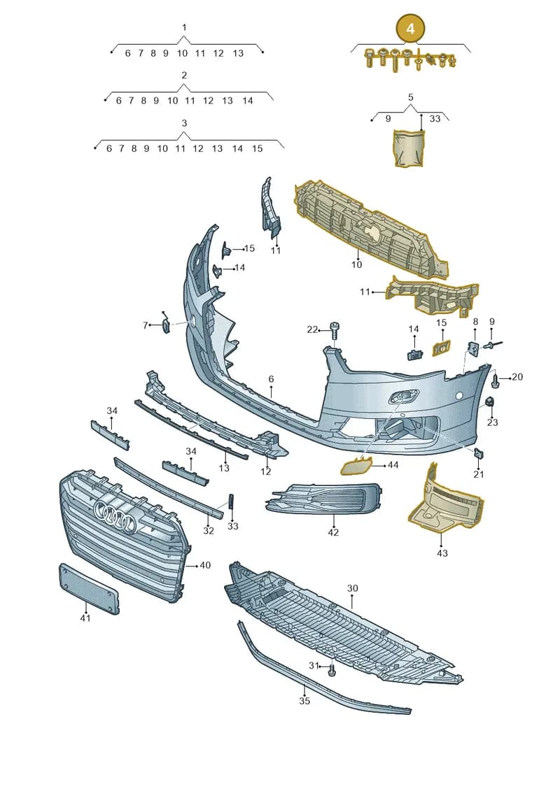4G0098623A — Audi A6 (2014-2018) diagram 798807100, position 4