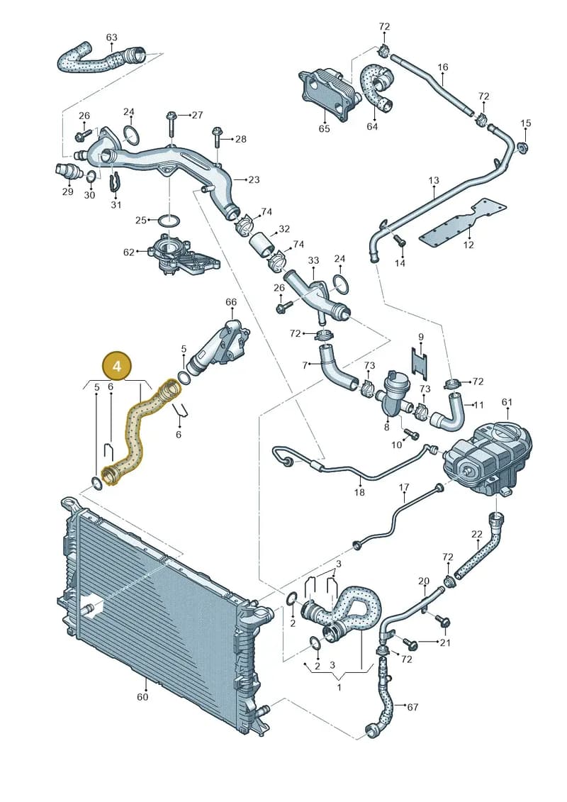 4G0121049Q — Audi A7 Sportback (2014-2018) diagram 788121400, position 4