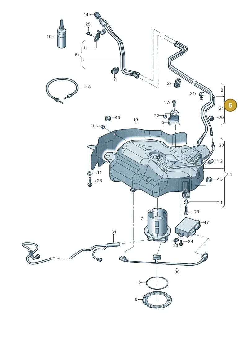 4G0131963C — Audi A7 Sportback (2014-2018) diagram 798201300, position 5