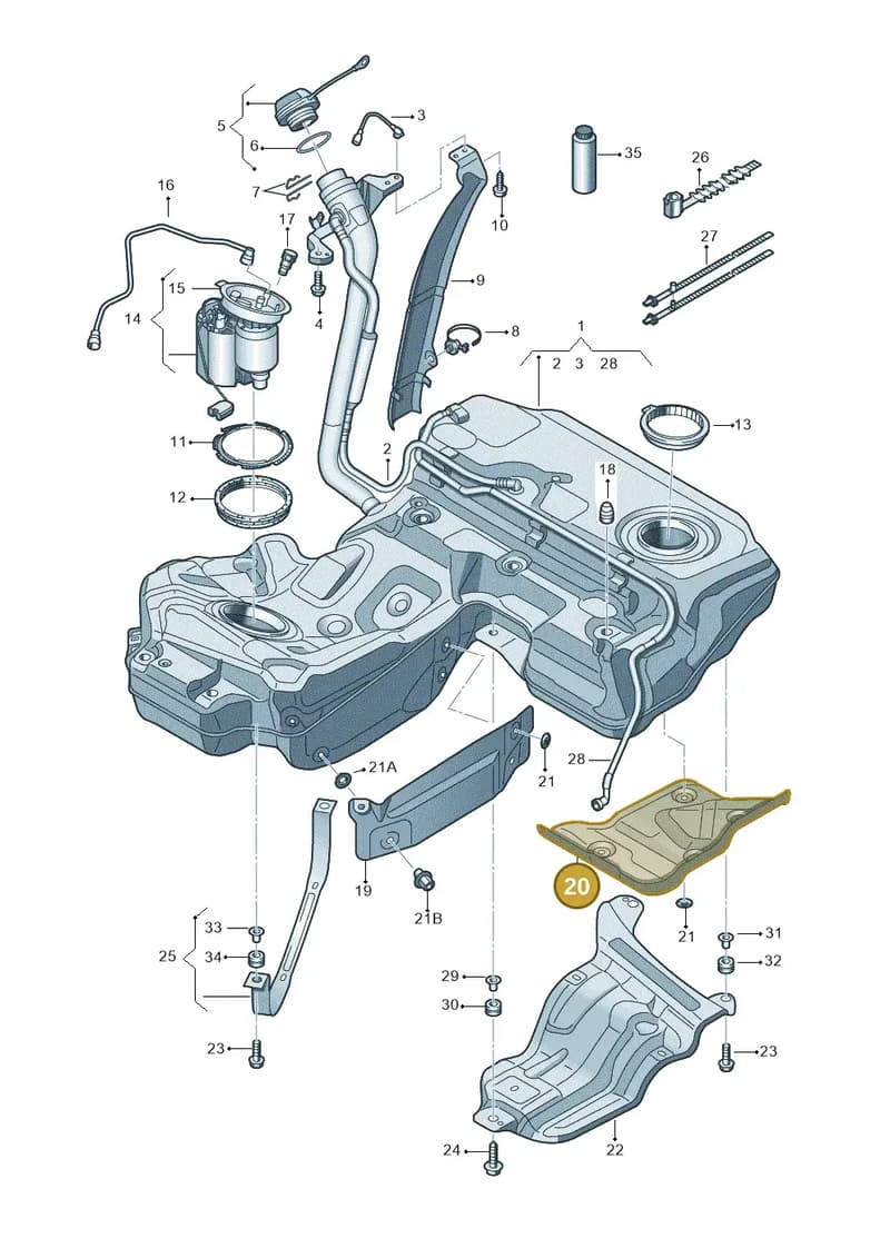 4G0201308B — Audi A7 Sportback (2014-2018) diagram 711201000, position 20