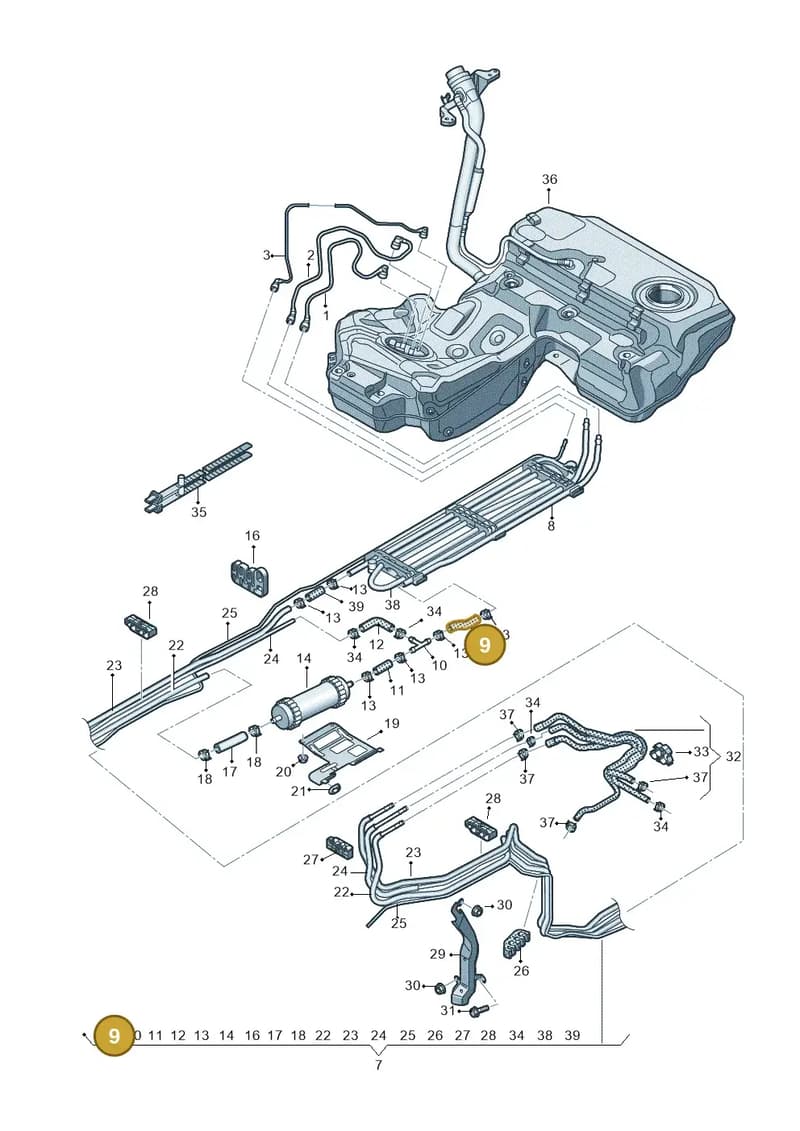 4G0201541T — Audi A7 Sportback (2014-2018) diagram 798201260, position 9