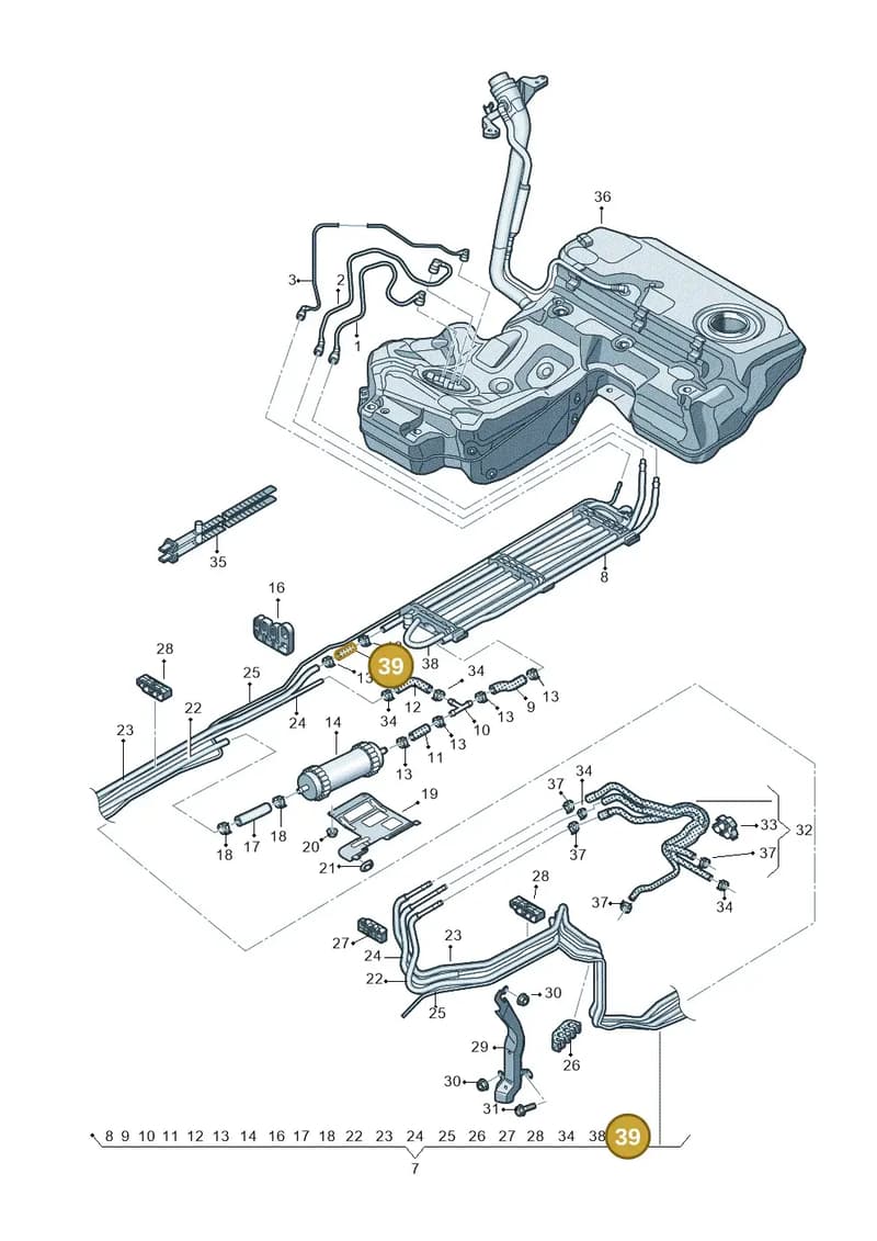 4G0201543K — Audi A7 Sportback (2014-2018) diagram 798201260, position 39
