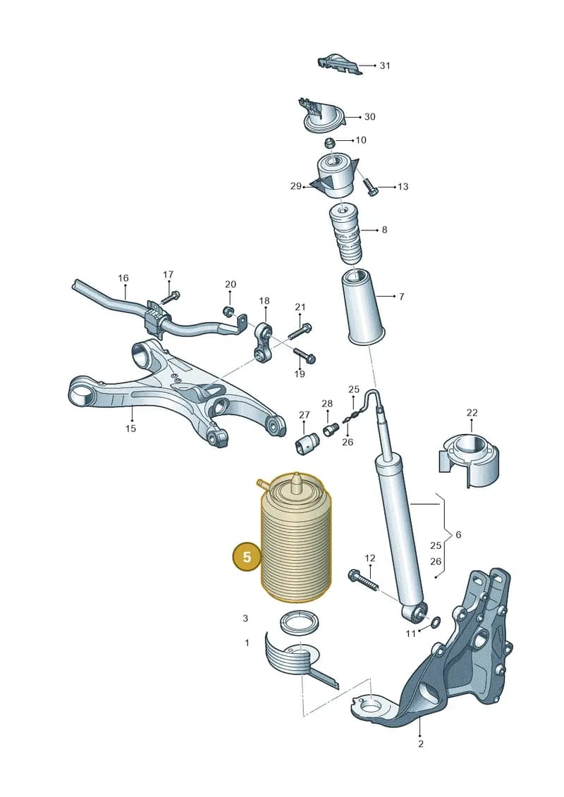 4G0616001T — Audi A7 Sportback (2014-2018) diagram 711511100, position 5