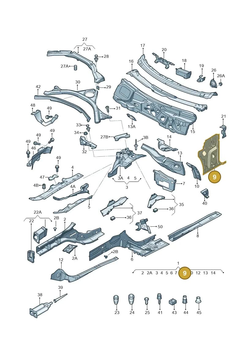 4G0802125TA — Audi A7 Sportback (2014-2018) diagram 711803000, position 9