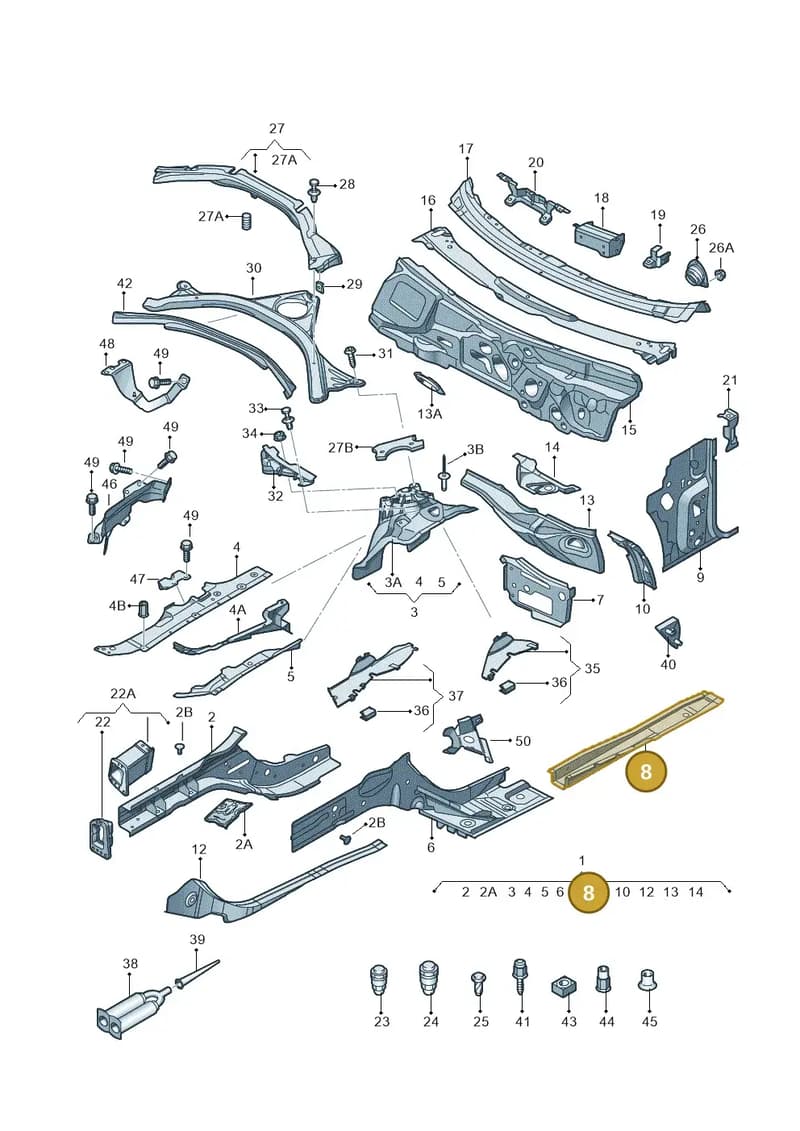 4G0803107TA — Audi A7 Sportback (2014-2018) diagram 711803000, position 8