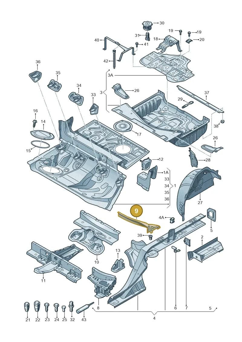 4G0803346 — Audi A7 Sportback (2014-2018) diagram 711803500, position 9