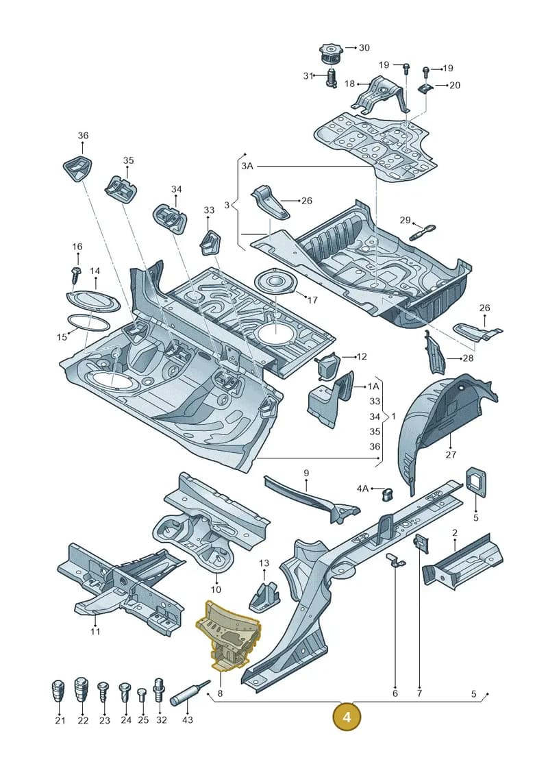 4G0803401TA — Audi RS7 Sportback (2013-2018) diagram 765803500, position 4