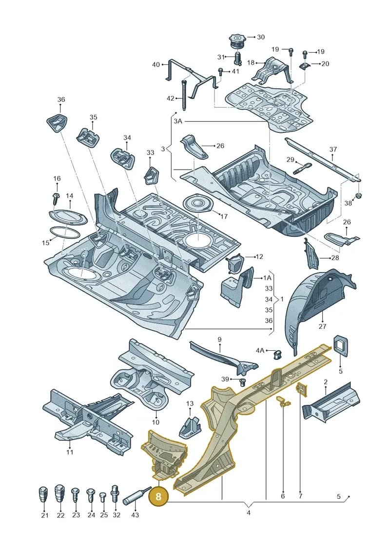 4G0803532 — Audi A7 Sportback (2014-2018) diagram 711803500, position 8