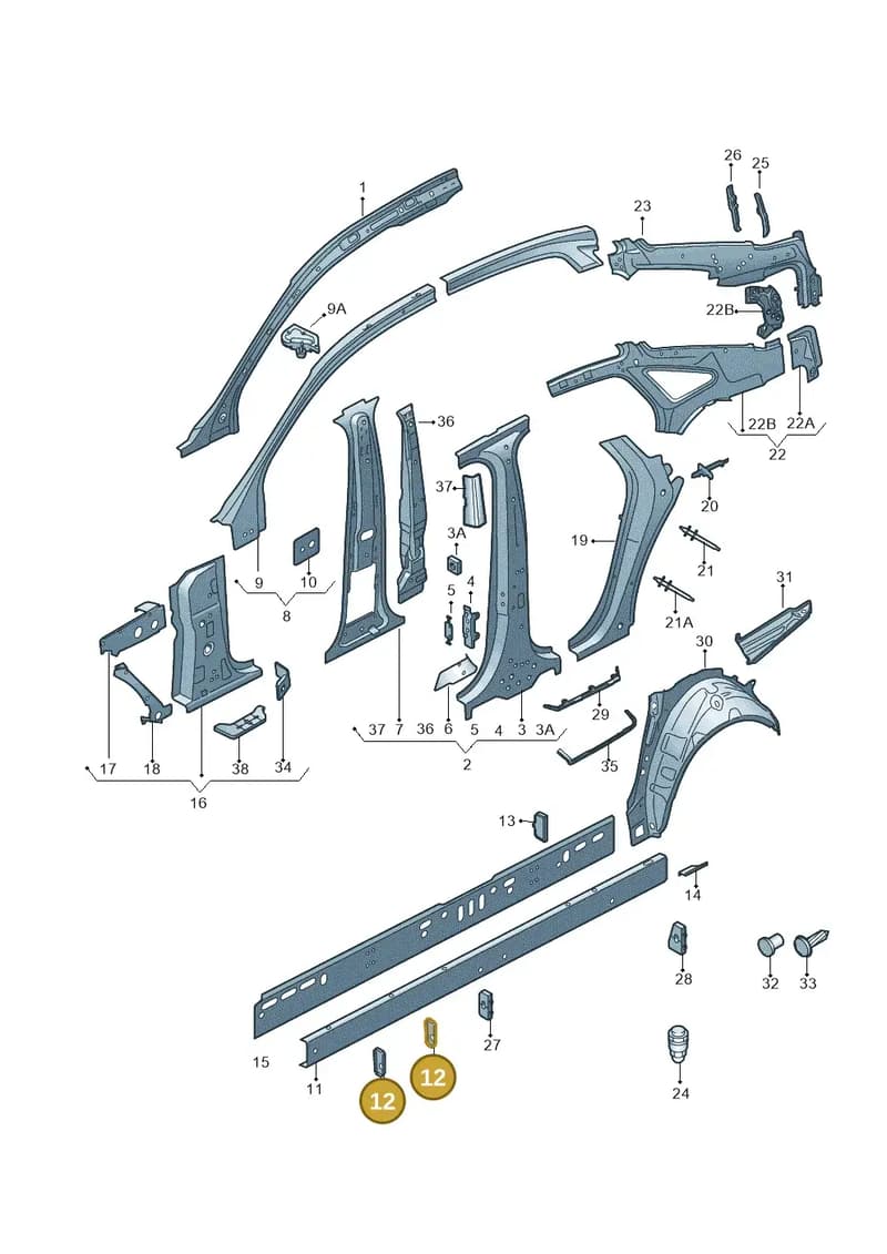 4G0803775A — Audi A6 (2014-2018) diagram 717809000, position 12