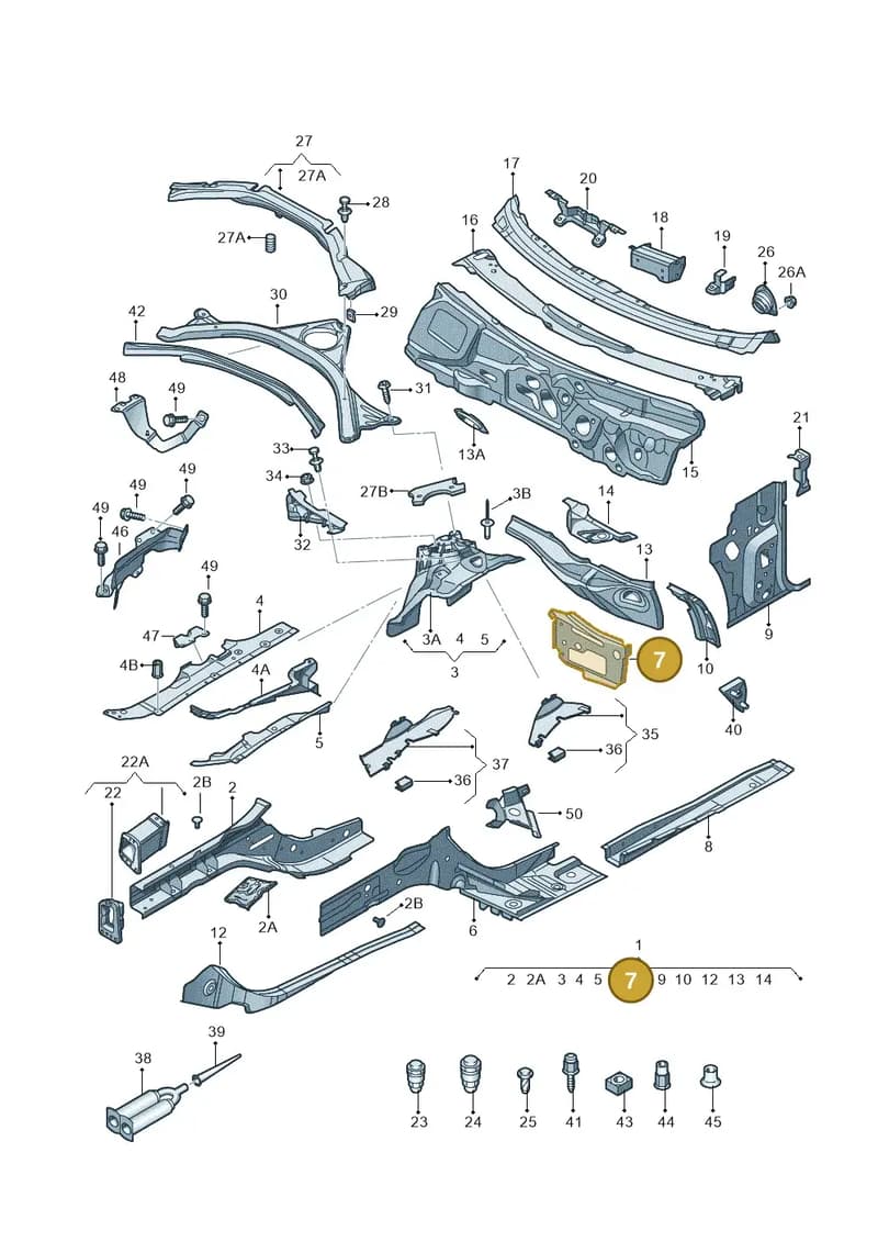 4G0805263TB — Audi A7 Sportback (2014-2018) diagram 711803000, position 7
