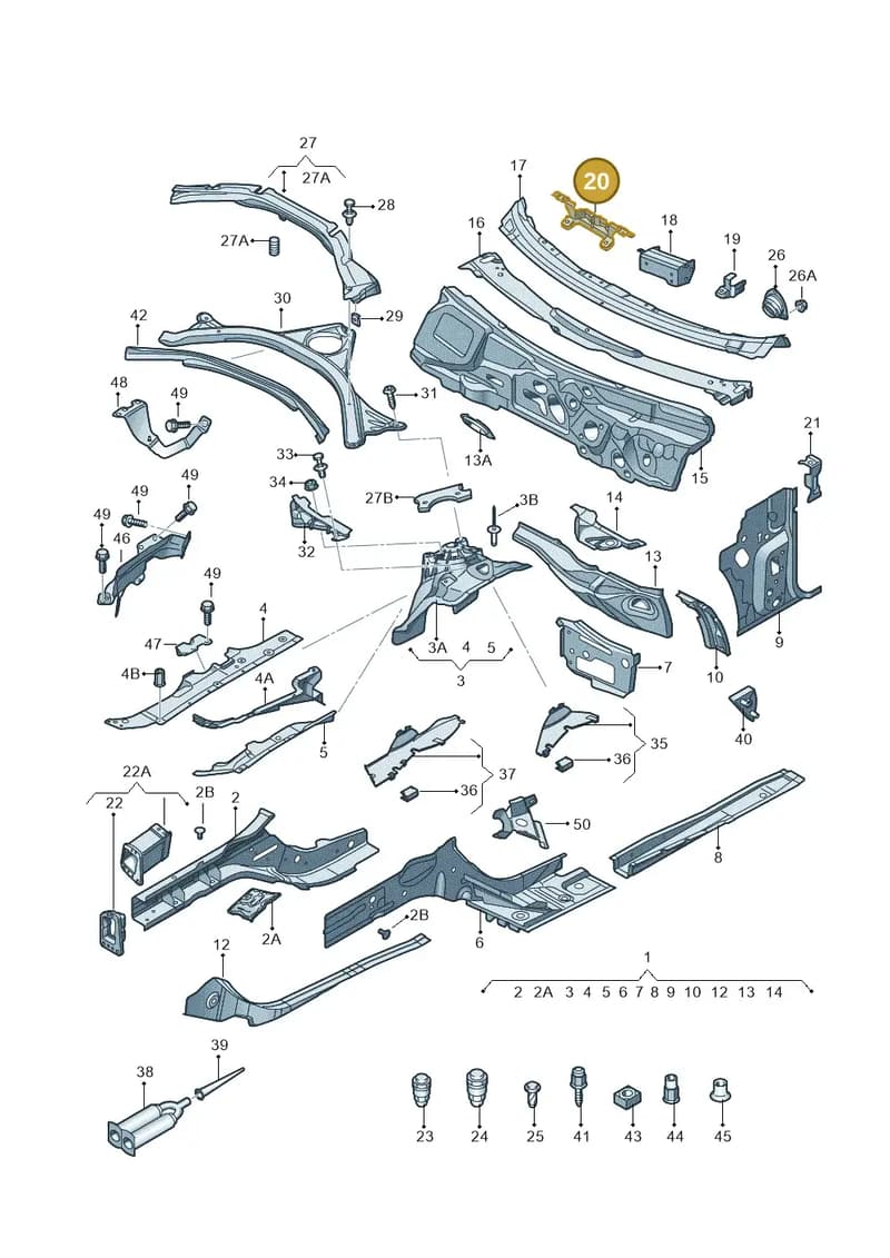 4G0805327A — Audi A7 Sportback (2014-2018) diagram 711803000, position 20