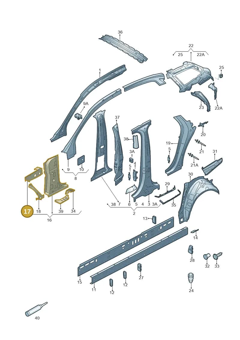 4G0809111A — Audi A6 (2014-2018) diagram 717809100, position 17