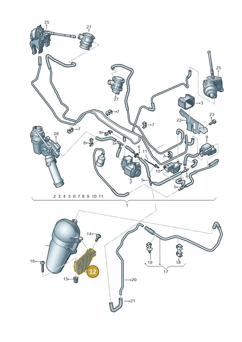 4G0809163B — Audi A7 Sportback (2014-2018) diagram 711133330, position 12